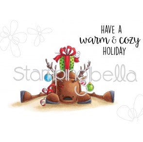 rudolph with a PRESENT on top (set of 2 rubber stamps)